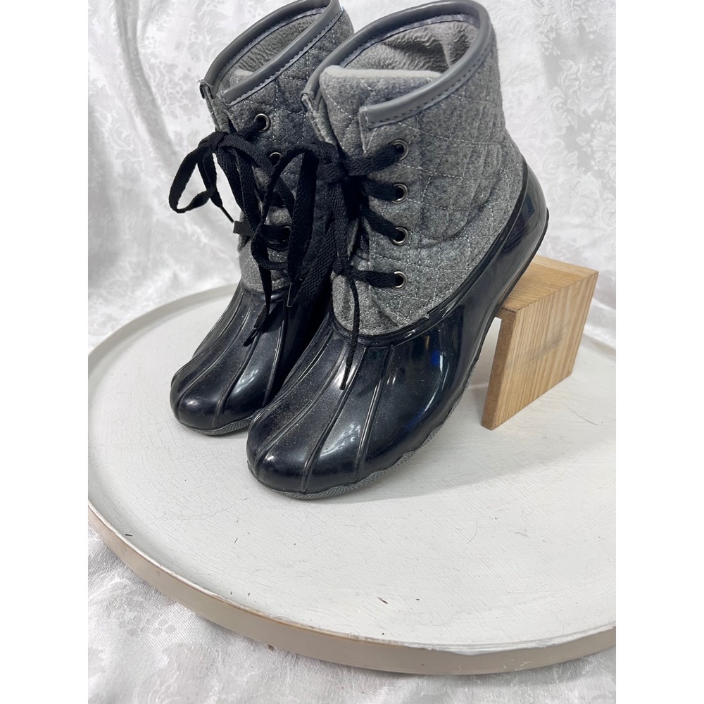 Seven7 Wool Goose Boot 3760 Black Grey Quilted Duck Boots Womens Size 7